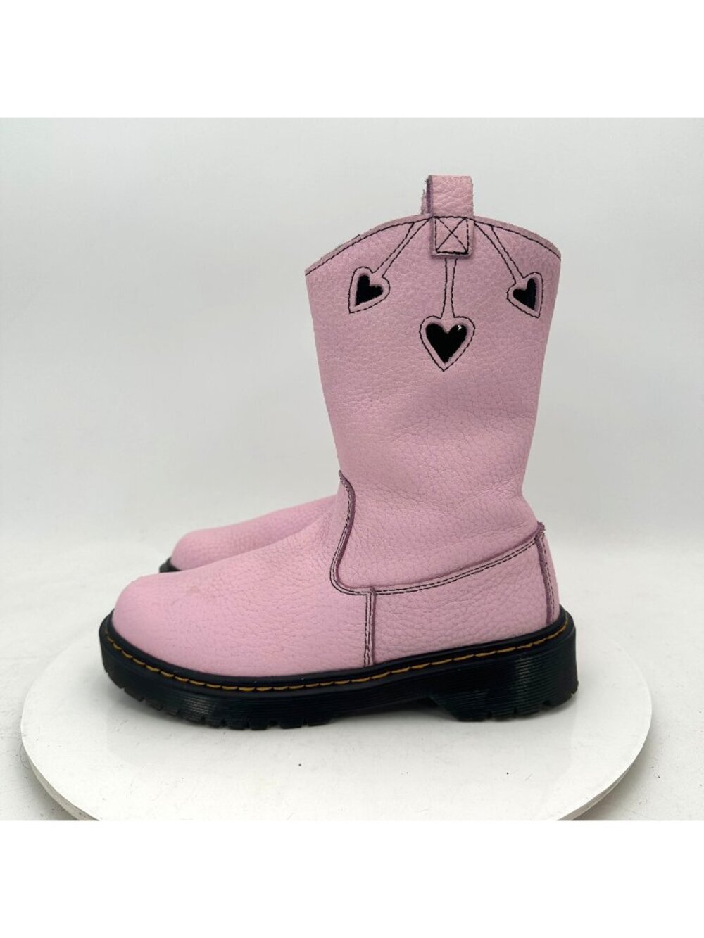 Dr. Martens Bex Heart Girls Size 3 Soft Pink Leather Pull On Side Zip Boot
